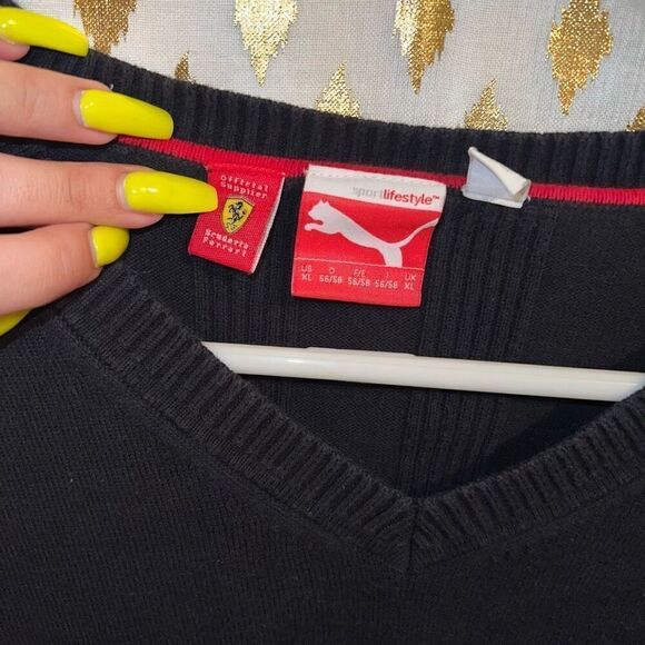 Ferrari x Puma Mens Scuderia Ferrari Sweater Long Sleeve Pullover v neck size XL - Picture 4 of 5